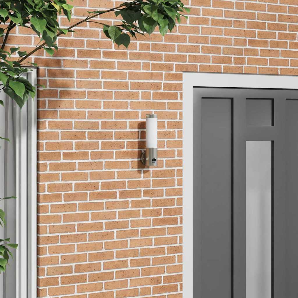Outdoor Wall Lamp Silver 12 x 8.5 x 29 cm Stainless Steel and Plastic