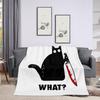 Cute cartoon black cat digitalprinted polyester Bedroom velvet flannel cover blanket Fleece soft sofa cover blankets for beds
