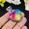 Rainbow Solar Quartz Gemstone Handmade 925 Steling Silver Pendant 2.17" KG-330