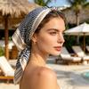 New Striped Women Square Scarf Thin Soft Satin Silk Feeling Small Shawl Boho Sunscreen Headscarf For Women