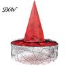 Festival Party Headwear Halloween Witch Wizard Hat, Adult Kids Cosplay Cone Hat with Spider Pointed Web Star Decor, Gothic Costume Prop, Trick
