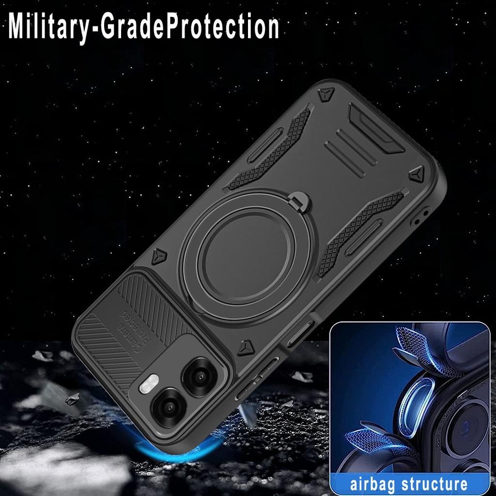 Магнитный чехол для Oppo A6x 5G / A6x 4G, противоударная задняя крышка телефона из ТПУ + ПК с подставкой