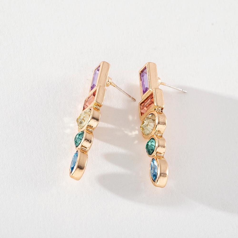 Pinkdudu Personalized Candy Color Geometric Stud Earrings Exaggerated Simple Glass Stone Casual Earring for Women Gifts PD1147