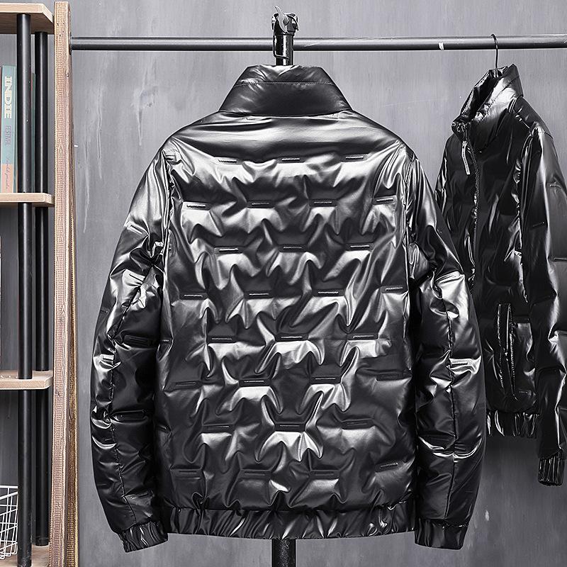 Осенне-зимняя серая куртка на утином пуху, мужская модная красивая новая повседневная однотонная глянцевая куртка-пуховик, мужская одежда