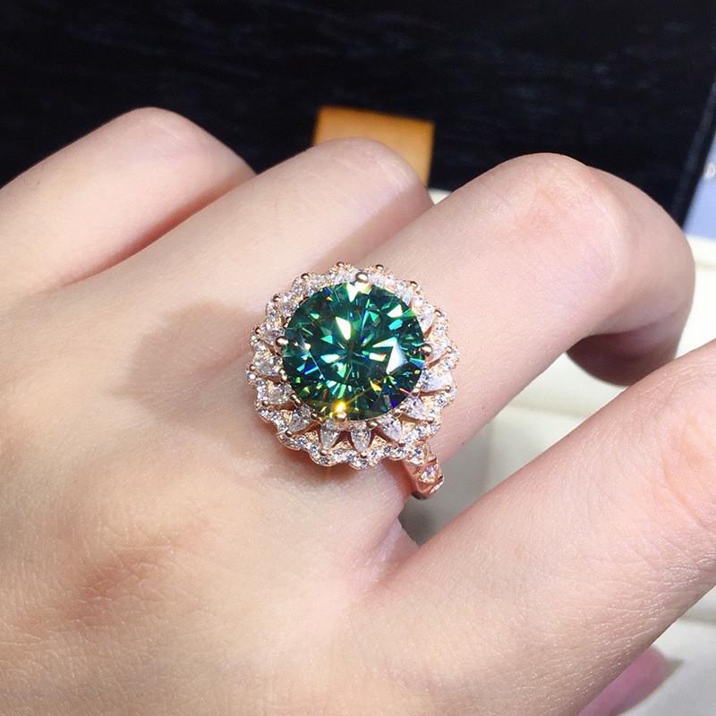 Кольцо из стерлингового зеленого кубического циркония, роскошные женские кольца, аксессуары для свадебных вечеринок, помолвочные кольца, модные ювелирные изделия