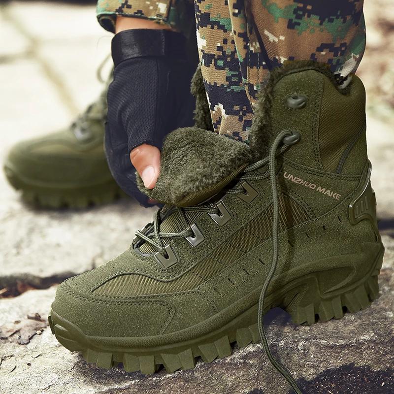 Hiking Shoes Men Boots Mid-top Outdoor Lace-up Anti-slip Combat Boots Wear-resistant Casual Durable Sports Shoes Men