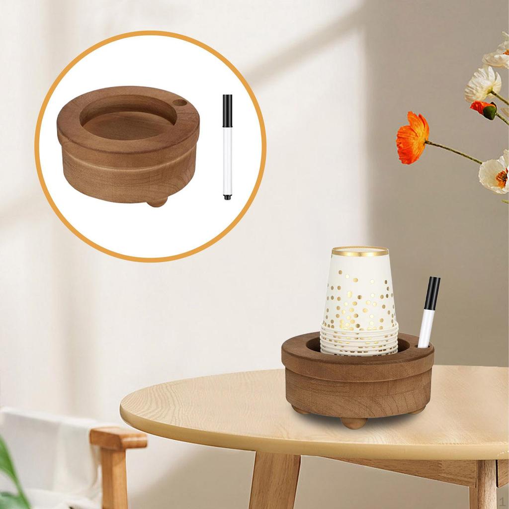 Coffee Cup Organizer Wooden Holder Mug Dispenser Marker Slot Paper Rustic Storage