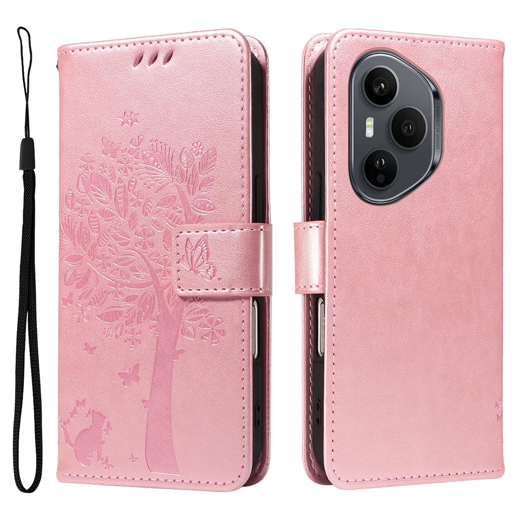 Для Honor 400 Pro 5G (Глобальный) Чехол для телефона с подставкой, узор «Кошачье дерево», кожаный кошелек, мобильная обложка