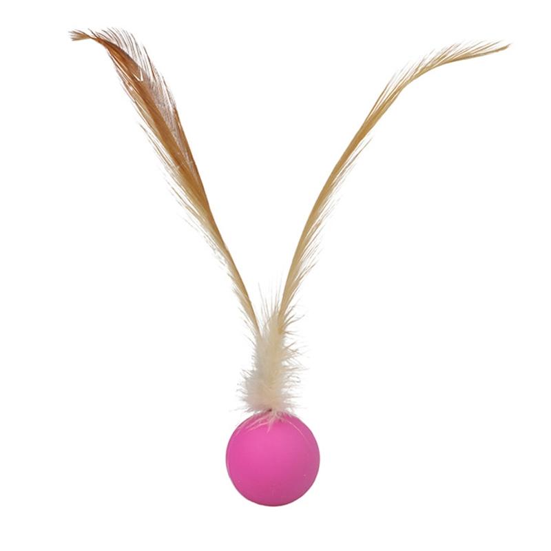 Интерактивная игрушка для кошек Feather Интерактивные перьевые шарики Мягкий резиновый мяч Игрушки для котят и щенков для домашних животных в помещении Перьевая игрушка для щенка