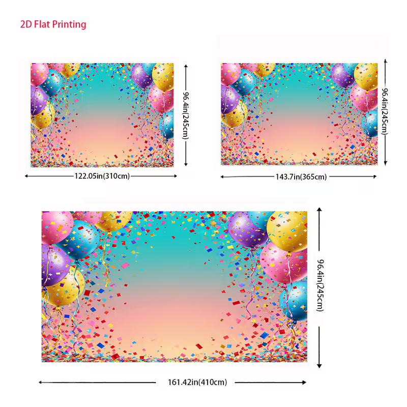 2D Vibrant Celebration Backdrop, Colorful Balloons and Confetti Background for Baby Shower & Gender Reveal