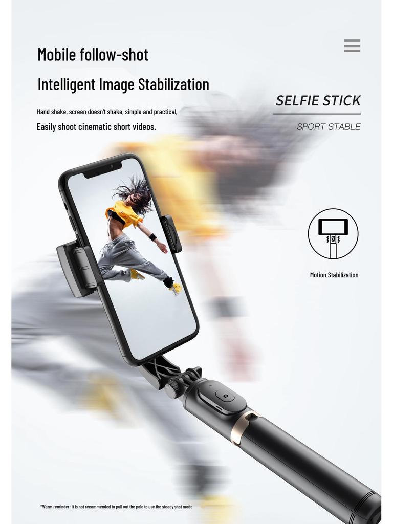 Q08 Bluetooth Selfie Stick: Anti-shake Gimbal, Mini Phone Holder, Desktop Tripod