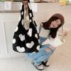 Women Autumn Winter Plush Love One Shoulder High Capacity Tank Top Bag