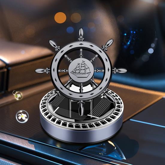 Солнечный автомобильный освежитель воздуха, вращающийся винтажный руль, длительный аромат, очистка воздуха, автоматический ароматерапевтический диффузор, орнамент, аксессуары для салона автомобиля