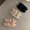 2025 Spring New Flat-bottomed French Pink Lace Mesh Breathable Mary Jane Single Shoes Women's Evening Shoes