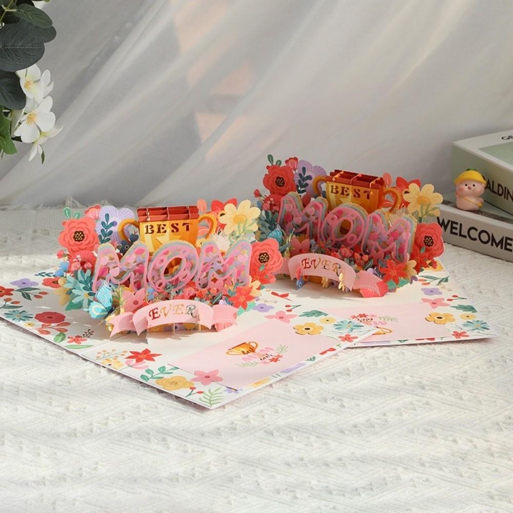 Paper Greeting Cards Pop Up Flower Bouquet Card New Handmade Card Mother's Day