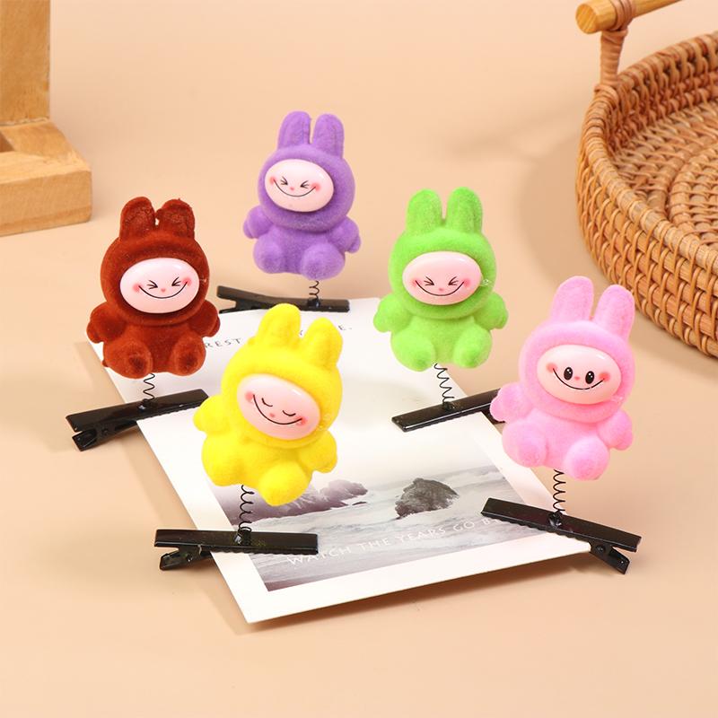 6 шт. Kawaii Labubu Spring Hair Clip 3D Cartoon Doll Hairpins Duckbill Clip Headbill Children's Hair Accessories Party Decorations