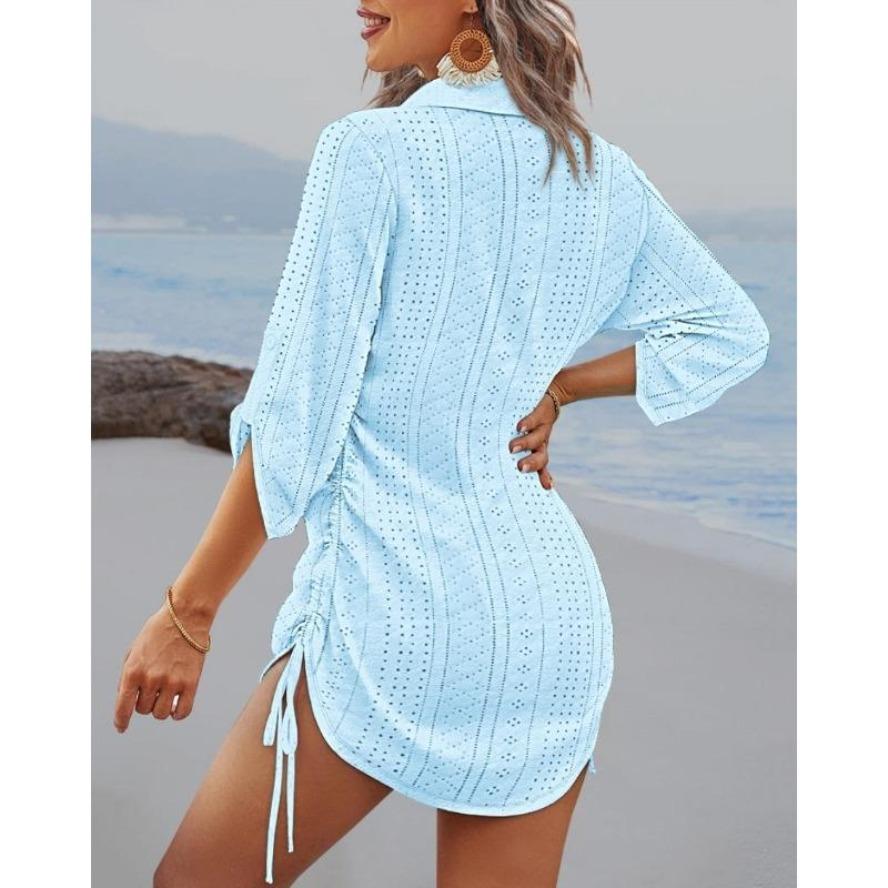 YYFS Женская мода лето весна однотонный принт с коротким рукавом и v-образным вырезом свободная талия повседневные платья