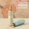 2025 Three-fold 16-bone Retro Oil Painting Paint Glue Umbrella Solid Wood Handle Parasol Sun Umbrella