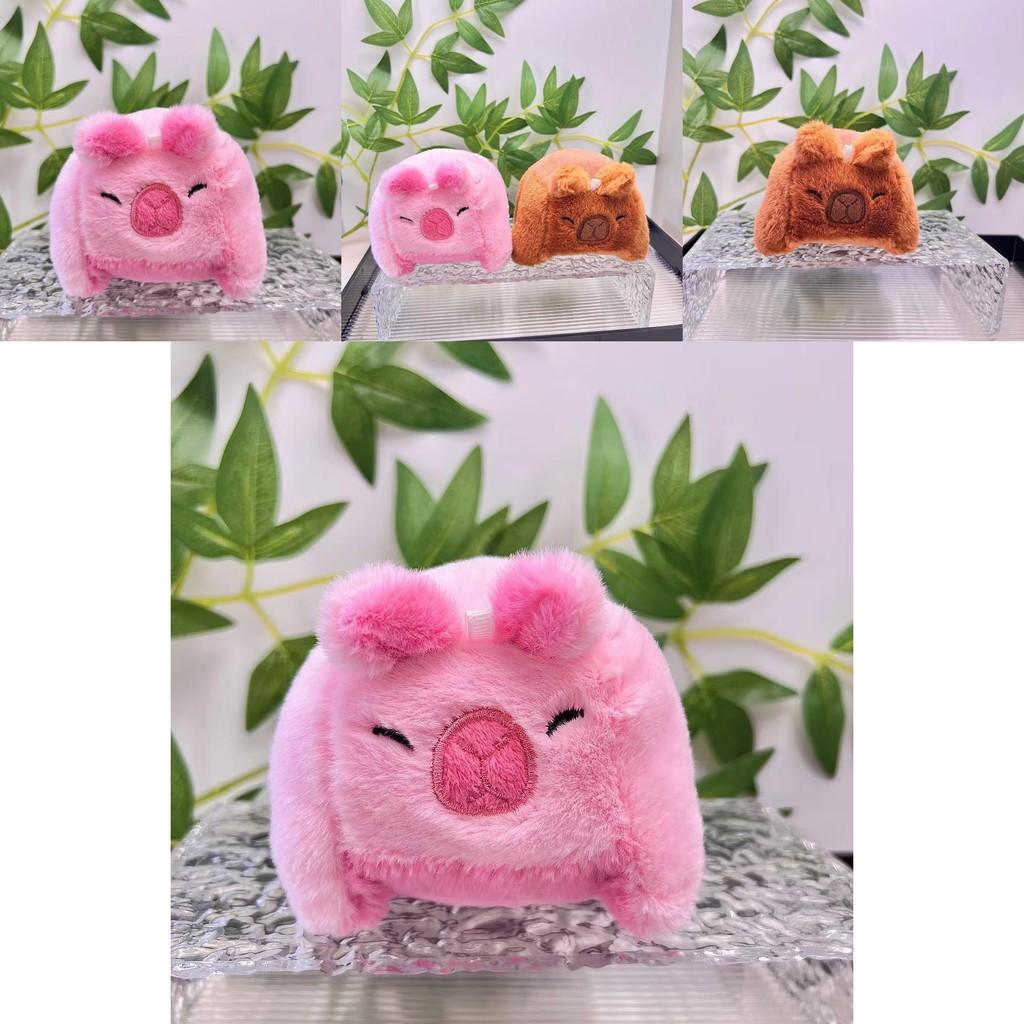Capybara Sweet Plush Doll Cute Design In Brown And Pink Soft Fur Perfect For Keychains