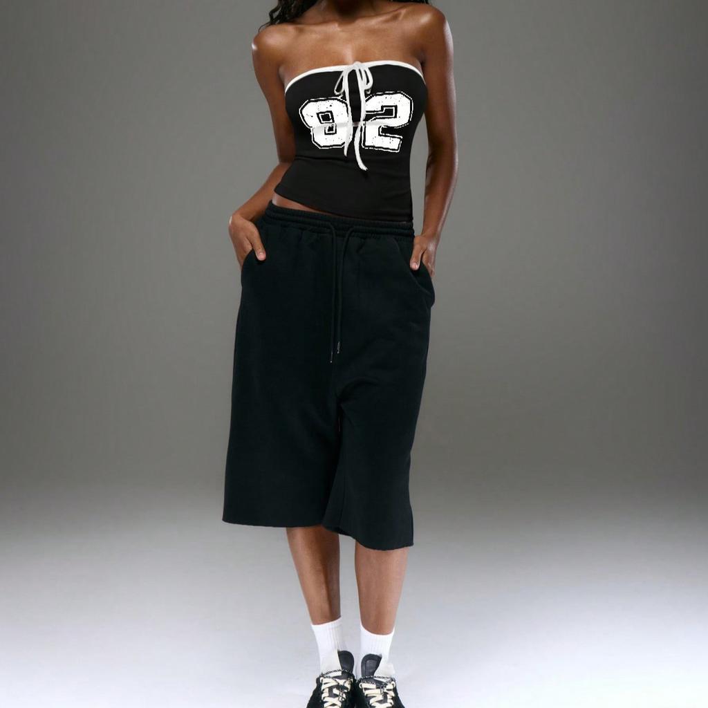 American street personalized tube top design sense digital printing strap short navel vest wholesale