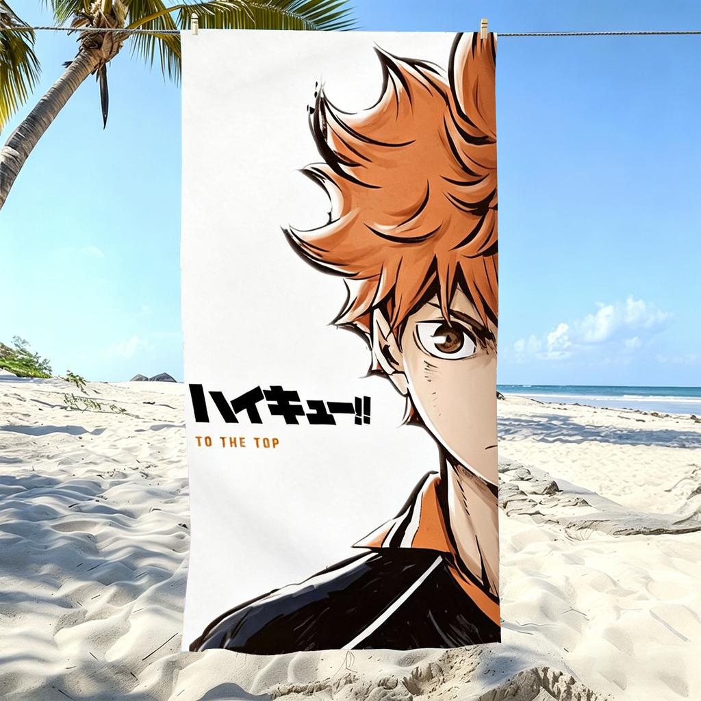 1 шт. H-Haikyuu H-Хината Сёё Принт Микрофибра Пляжное полотенце Быстросохнущее Впитывающее Без песка для Пляжа Тренажерного зала Ванной Комнаты Аксессуары
