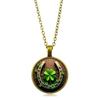 Pattern Round Glass Pendant Necklace European and American Fashion Versatile Accessories