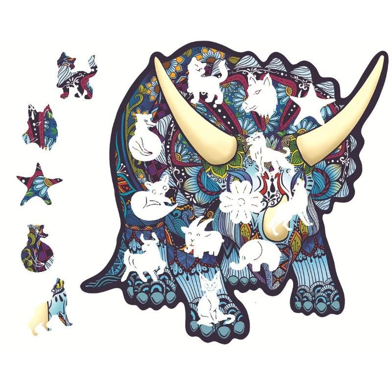 Colorful Elephant Rabbit Butterfly Wooden Puzzle 3D DIY Game Gift for Adults Kids Educational Toy Shape Board Set