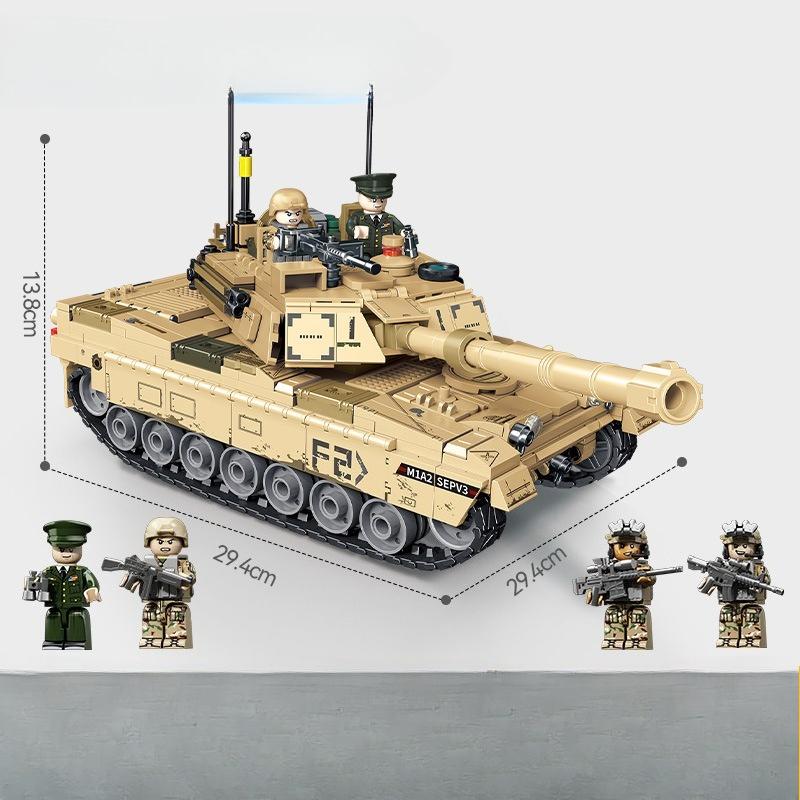 723 шт. Военная серия M1A2 Основной боевой танк Сборные строительные блоки Детские игрушки Без коробки