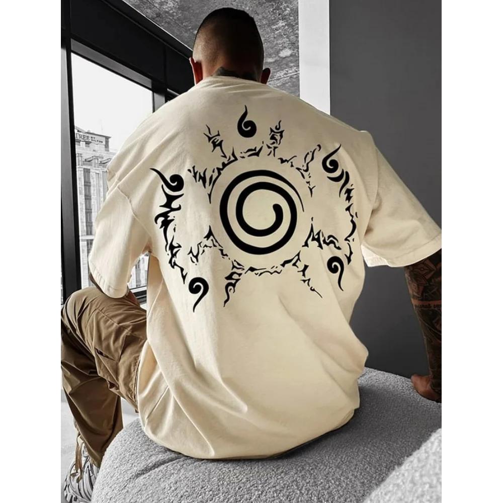 New Men's T-shirt Anime Patterns Tees Summer Simple Casual Street Short Sleeve Clothing Male Fashion Oversize Crew Neck Tops