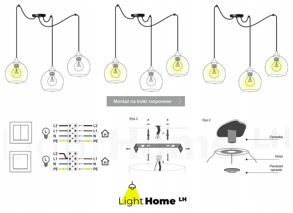Hanging Lamp, Ceiling Chandelier, Wire Shade, Led