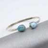 Браслет-манжета из натурального камня Ларимар, украшения ручной работы, женский браслет, серебро 925 пробы, регулируемый браслет