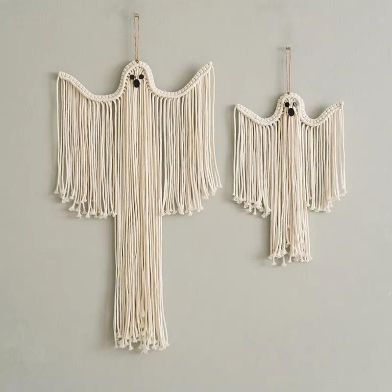 Гобелены ручной работы Белое привидение Настенное украшение - Элегантно подвешивает Создает жуткую праздничную сцену Гобелен на тему Хэллоуина