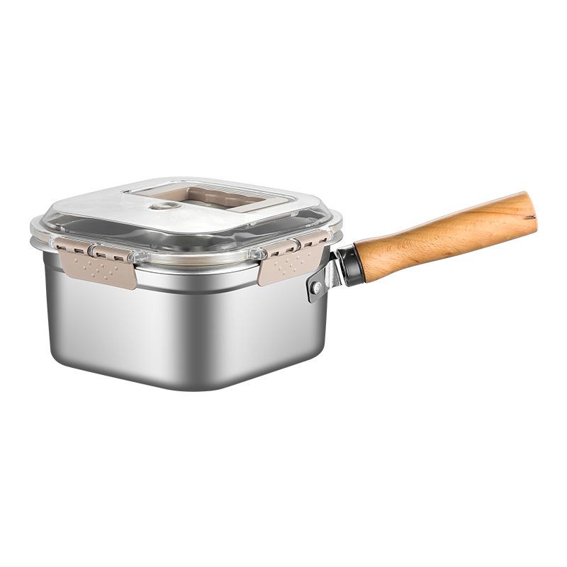 Квадратная фритюрница из нержавеющей стали Бытовая молочная кастрюля Кастрюля для лапши Портативная для улицы Фритюрница для темпуры Контейнер для хранения Фритюрница Многофункциональная