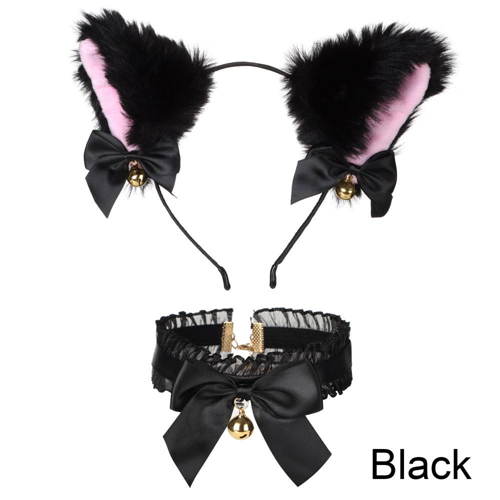 Шт. Женское плюшевое пушистое ожерелье для макияжа с кошачьими ушками, повязка на голову, карнавальный наряд, ободок для волос, головной убор для косплея