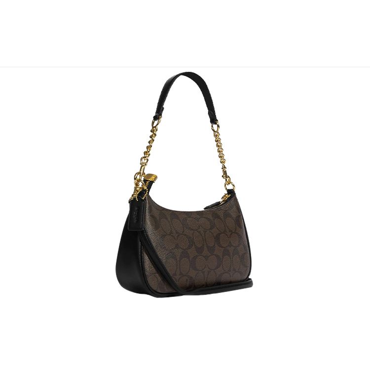 Coach Teri 25 Классическая Монограмма Застежка-молния Кожа и Искусственная Кожа Сумка-тоут Сумка через плечо Сумка-кроссбоди Средняя Женские сумки Коричневый Черный CA548-IMAA8
