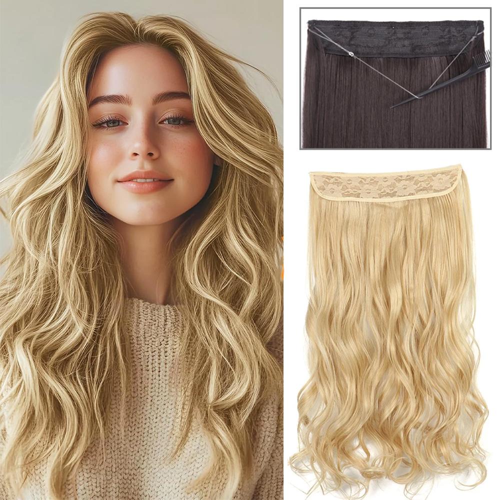 XINRAN Длинные волнистые волосы синтетические невидимые накладные волосы натуральные скрытые секретные накладные волосы для женщин ежедневное использование