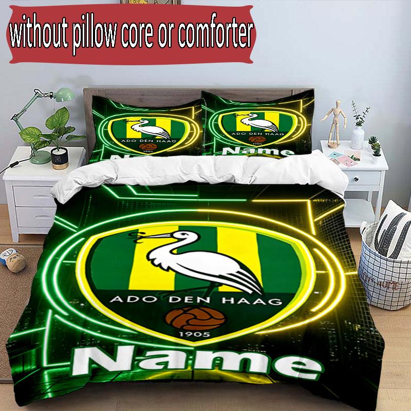 3pcs Duvet Cover Set (1*Duvet Cover + 2*Pillowcase, Without Core), Custom Name ADO Den Haag Pattern Bedding Set, Home Bedroom Decor Gift