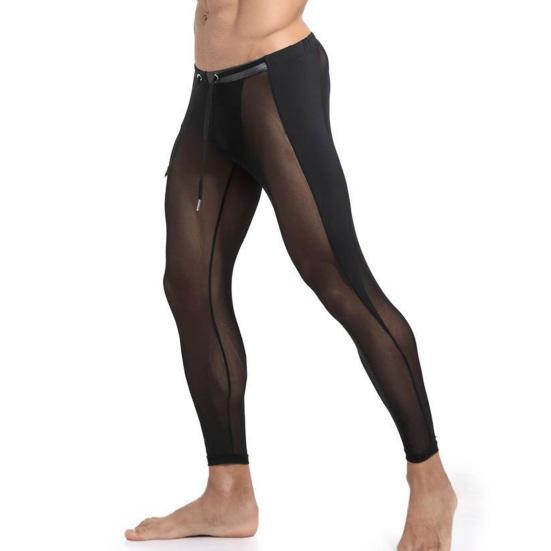 Sport Mesh Pants Ultra-thin Soft Breathable Elastic See-through Drawstring Waist Solid Color Skinny Training Sports Cycling  Long Fitness Trousers