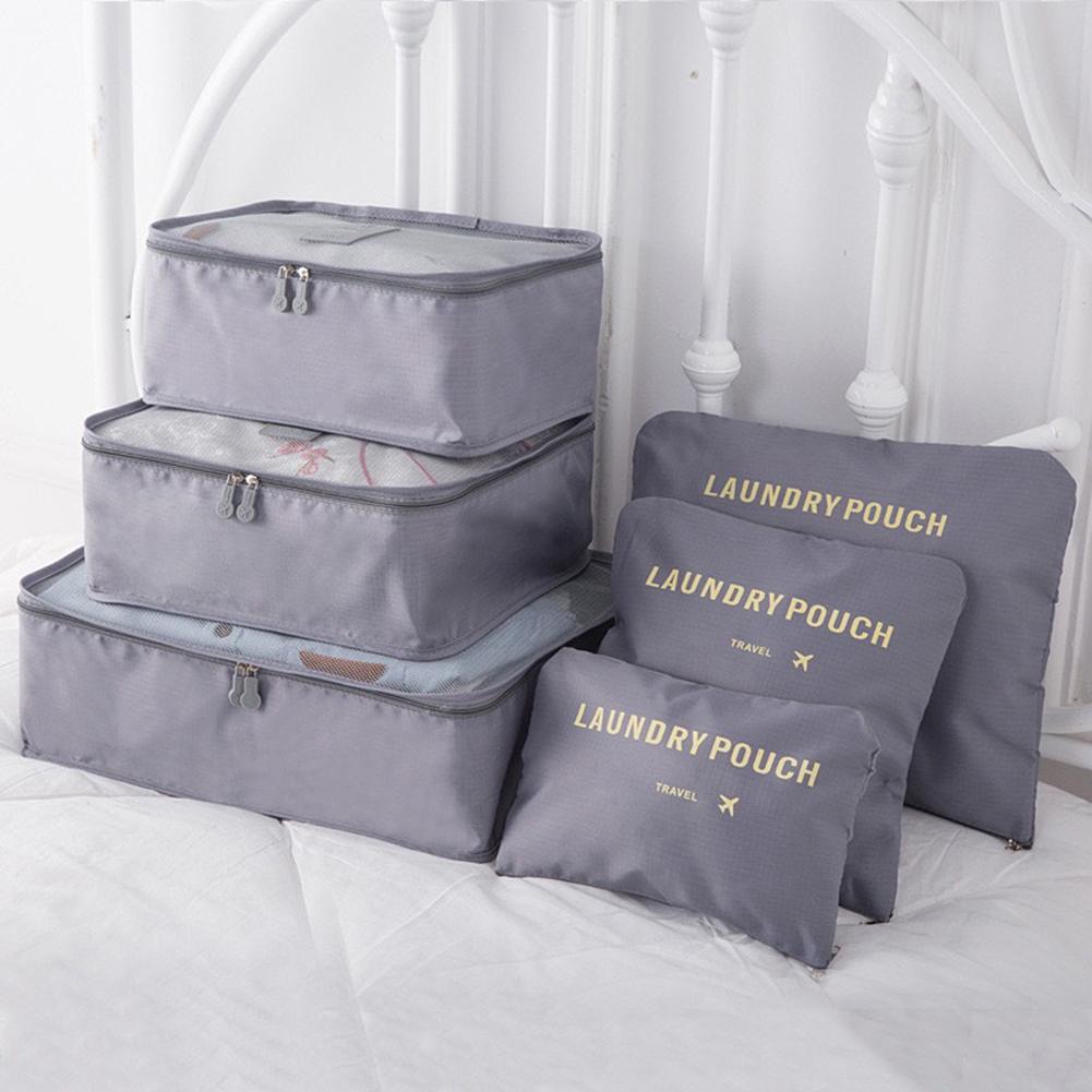 6pcs/Set Travel Luggage Packing Cubes Suitcase Clothes Storage Bag Organiser Foldable Clothing Organizer Shoes Underwear Pouch