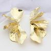 European & American Minimalist Flower Stud Earrings – Multi-Layer Petal Design, Real Gold Plated, Light Luxury Jewelry