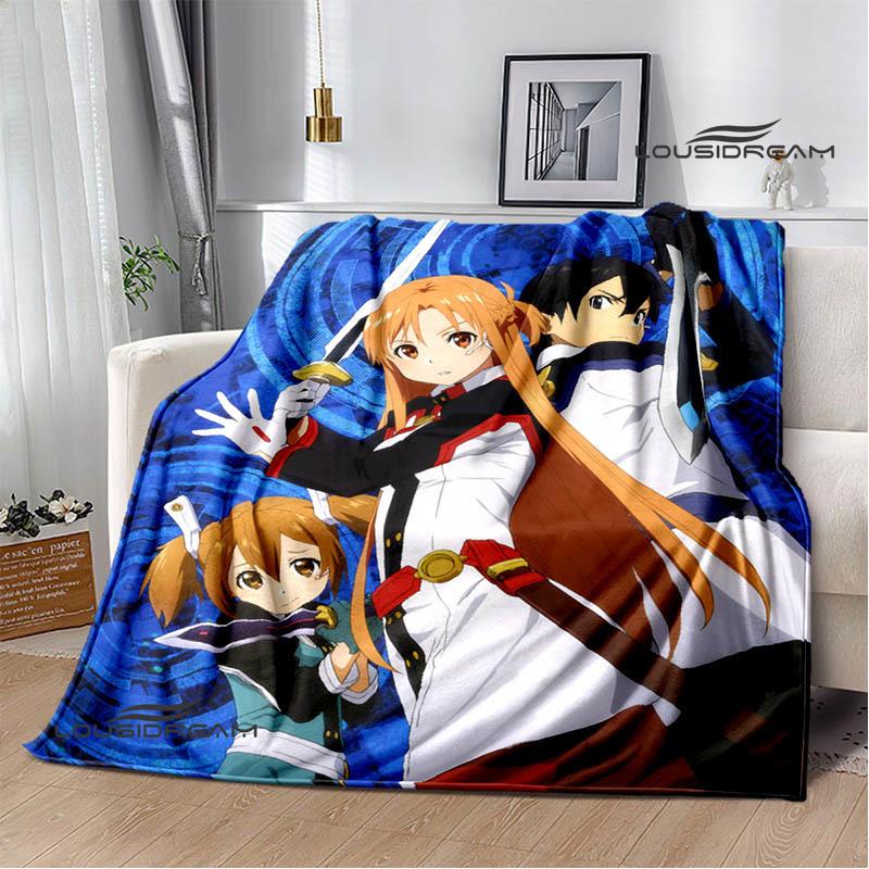 Мультяшные пледы с принтом Sword Art Online Плед для пикника Теплые фланелевые пледы Постельные принадлежности для дома Подарки на день рождения