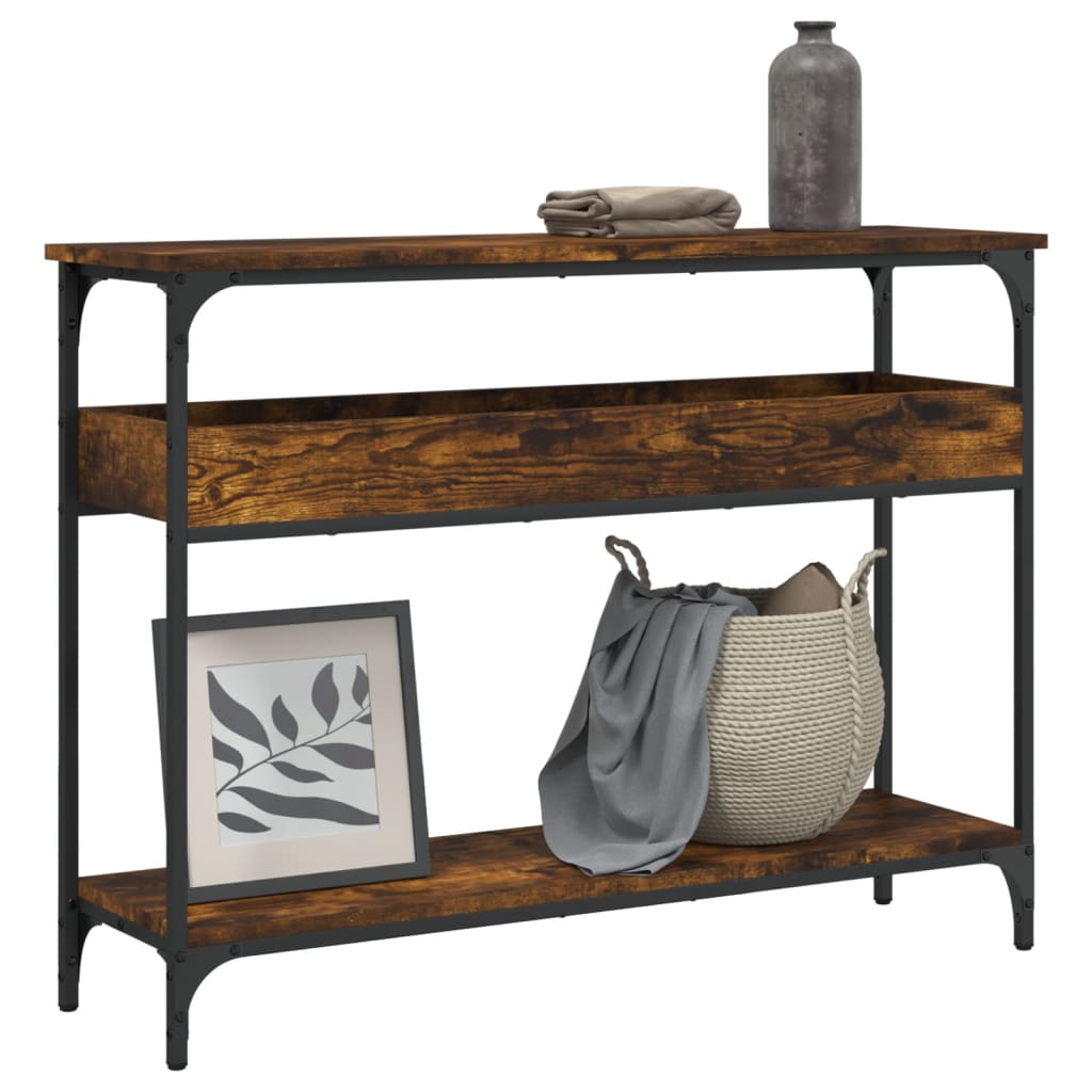 Console Table with Shelf Smoked Oak Finish 100 x 29 x 75 cm Wood Based Material