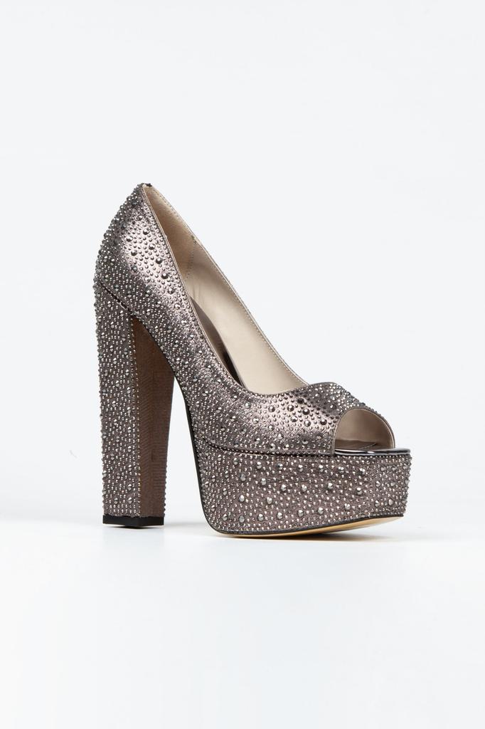 Женские модные серебряные классические вечерние модельные туфли на толстом каблуке с камнями султанского камня на угловых поверхностях для вечеринок