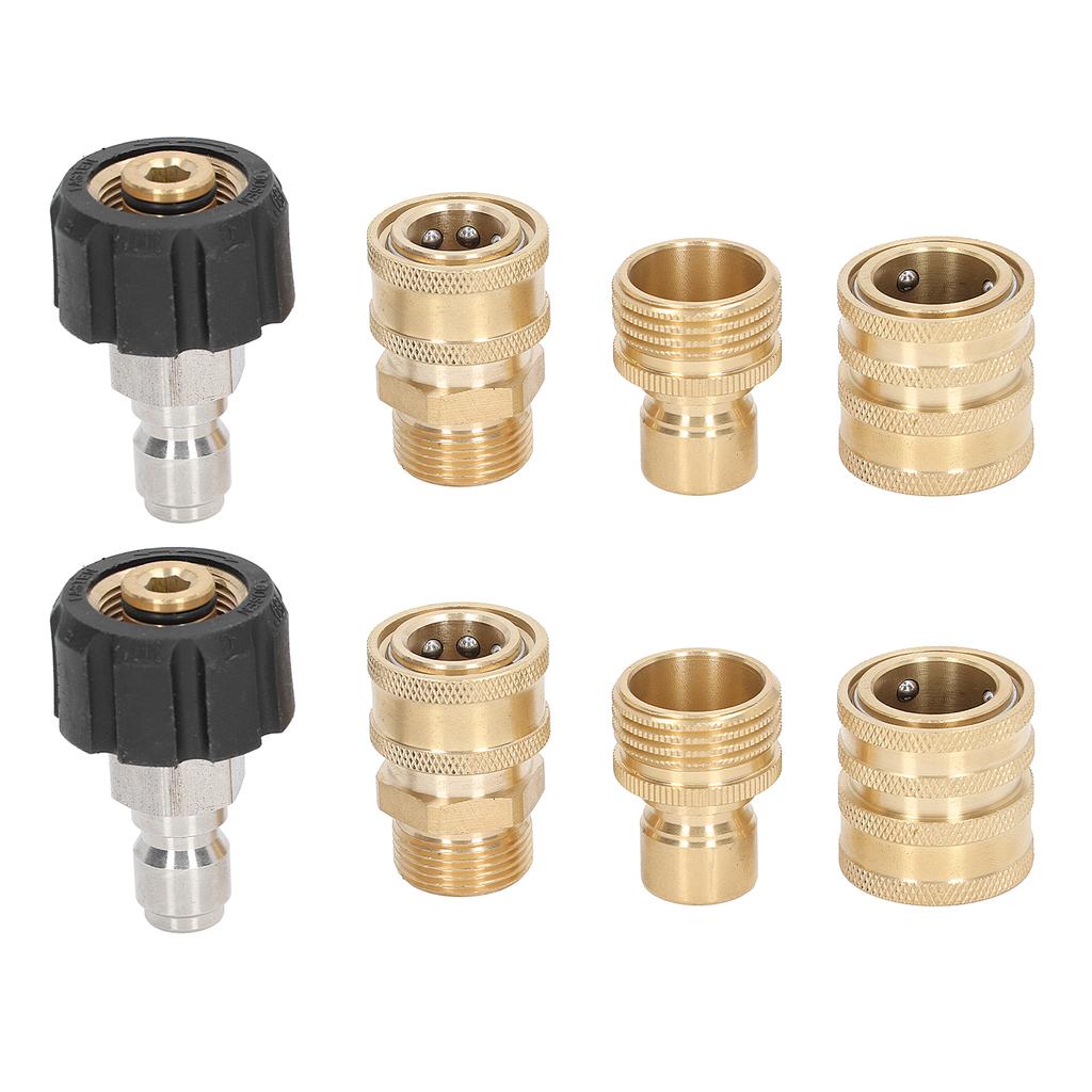 8pcs Pressure Washer Adapter Set Quick Coupler Fittings Metal Quick Connector for Car Washer