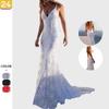 2025 Sexy V-Neck White Spaghetti Strap Evening Gown