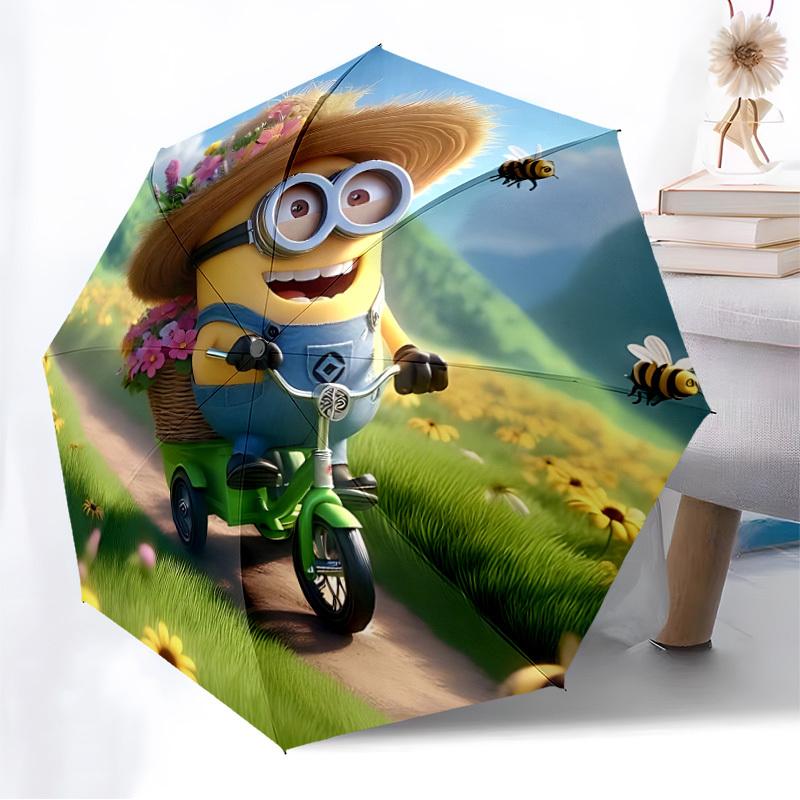 1PC Minion Automatic Folding Umbrella | Vibrant Motif & Compact Design for Everyone, On-the-Go Essential - Gift-Worthy Style yy250930006
