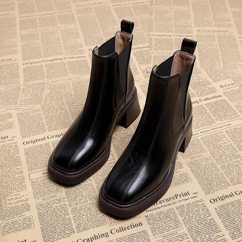 Ботильоны Chelsea Platform Ankle Boots Women 2024 Осень Зима Модные кожаные ботинки для женщин Нескользящие удобные повседневные женские ботинки