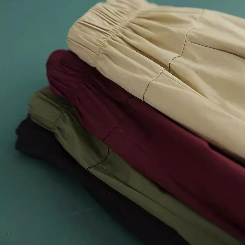 Женские облегающие брюки гаремы из чистого хлопка - Летние бриджи 2024 года с высокой талией, свободными манжетами и большими размерами