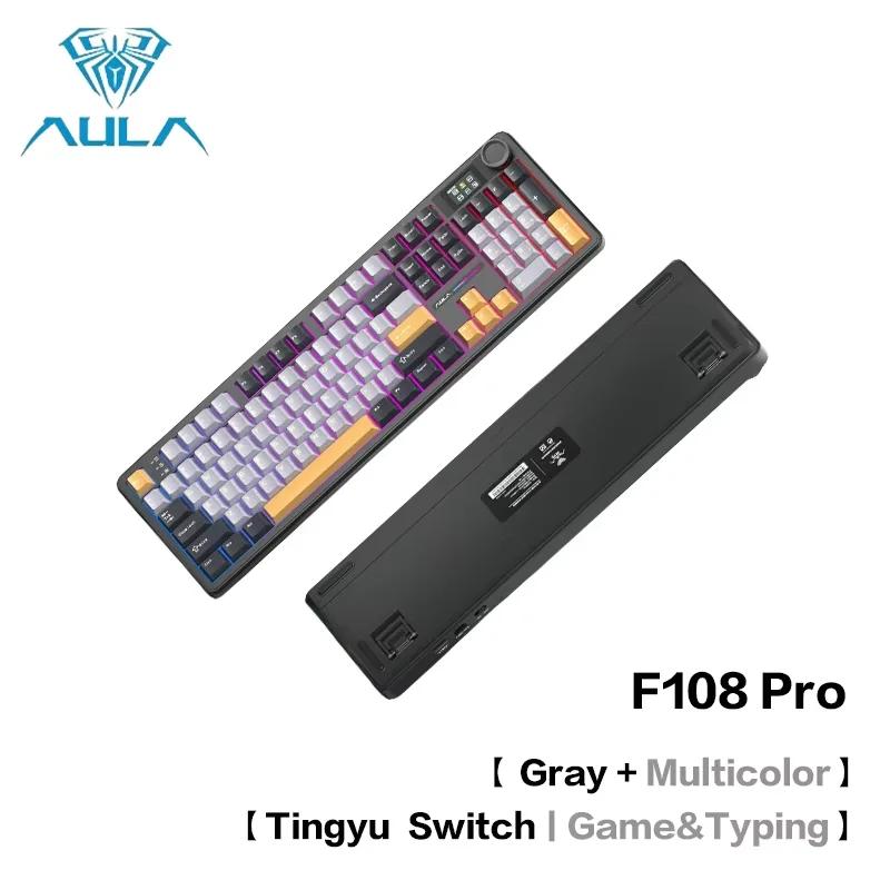 AULA F108Pro/F108 Wireless Mechanical Keyboard 108Key Full Size RGB Hot Swap Macro Esport Gaming Office Dual Use PC Peripheral