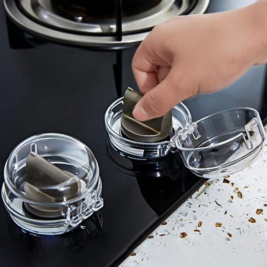 1 пара крышек для плиты, безопасные, прозрачные, термостойкие, ПК, кухонный защитный экран, ручка для газа